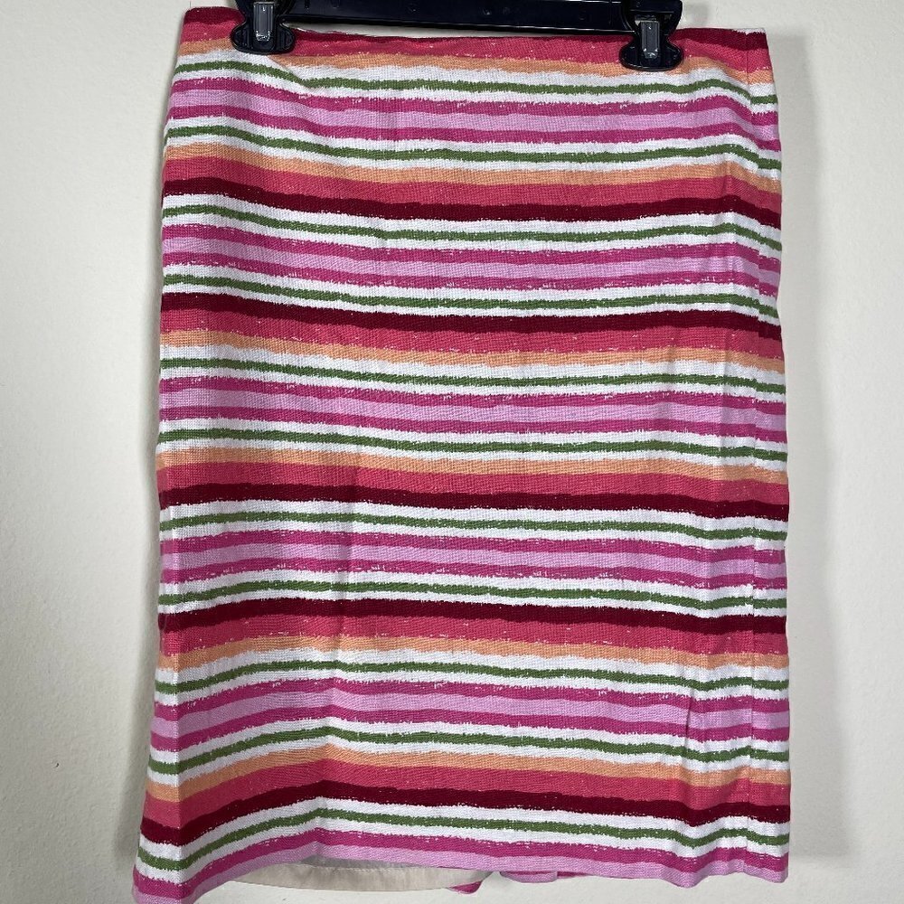 Talbots Factory Pencil Skirt Size 8 Linen Blend Pink/Red Lined!